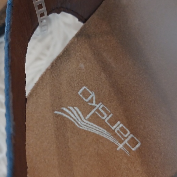 Dansko Reece Waxy Burnished Blue Leather Sandals Cork Footbed NEW SZ EU 40 - Picture 10 of 16